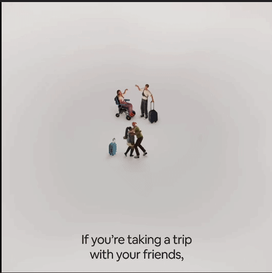 Four people with suitcases, including one in a wheelchair, gather together. Text: "If you’re taking a trip with your friends, you deserve a card that’s accepted by more merchants.