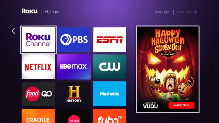Roku TV homescreen--prime advertising space in Upfronts and Newfronts 2025