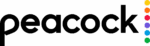The word "peacock" in bold, black lowercase letters is shown next to six vertically aligned dots in different colors: yellow, orange, red, purple, blue, and green.