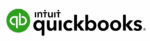 The image shows the Intuit QuickBooks logo, featuring a green circle with “qb” initials and the wordmark "intuit quickbooks" in black text.