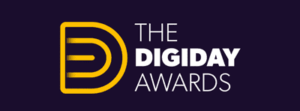 The Digiday Awards logo features a bold yellow "D" symbol next to the text "THE DIGIDAY AWARDS" on a dark background.