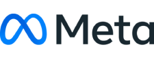Meta logo featuring a blue infinity symbol followed by the word “Meta” in black text on a white background.